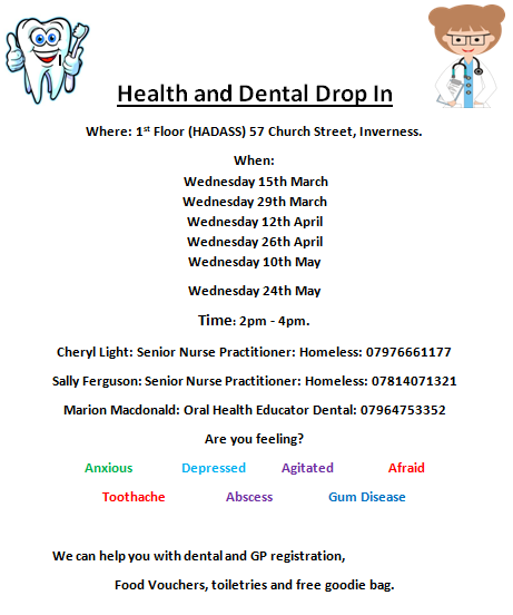 New dates for our health and dental drop in clinics
