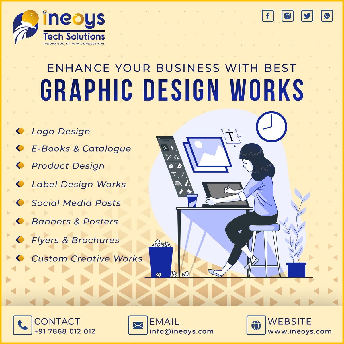 Get attractive, creative Graphic Design works for your Business from us!!!

#adagency #advertising_insta #socialmediaadvertising #mediaagency #advertising_agency #creativeadvertisingideas #ineoys #ineoysmadurai #ineoystechsolutionsmadurai
