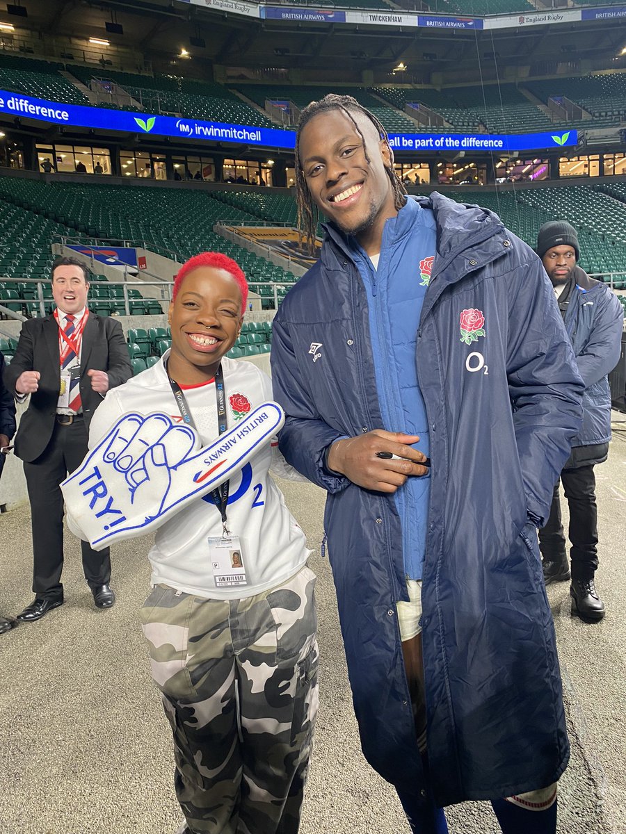 In February we &amp; <a href="/HackneyLadies/">Hackney Gladies</a> were invited to watch <a href="/EnglandRugby/">England Rugby</a> v <a href="/Federugby/">Italrugby</a> at the Six Nations. We were flag barers for <a href="/GuinnessGB/">Guinness GB</a>!After we met <a href="/maroitoje/">Maro Itoje</a>, <a href="/max_malins7/">Max Malins</a> &amp; @JGeorge52.Thank you <a href="/GuinnessGB/">Guinness GB</a> &amp; <a href="/SixNationsRugby/">Guinness Men's Six Nations</a> for the fab experience! #SixNations #BlackGirlsRuck