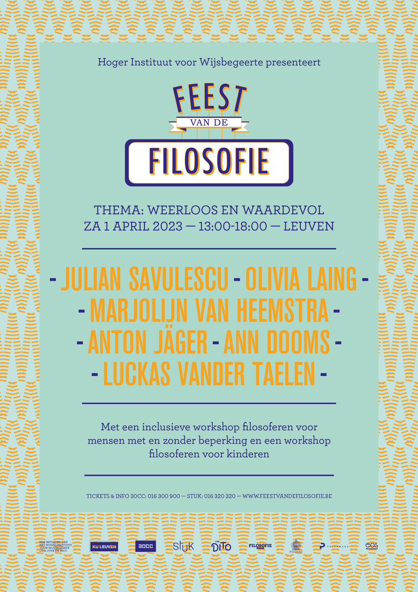 Hoger Instituut voor Wijsbegeerte (@hiw_kuleuven) on Twitter photo 🎉Feest van de Filosofie🎉
🗓️ April 1
🎟️ Tickets available via the website of <a href="/STUKLeuven/">STUK Kunstencentrum</a> or 30CC
apps.ticketmatic.com/widgets/stuk/a…
An all-English series of sessions is available. 🎉Feest van de Filosofie🎉
🗓️ April 1
🎟️ Tickets available via the website of <a href="/STUKLeuven/">STUK Kunstencentrum</a> or 30CC
apps.ticketmatic.com/widgets/stuk/a…
An all-English series of sessions is available.