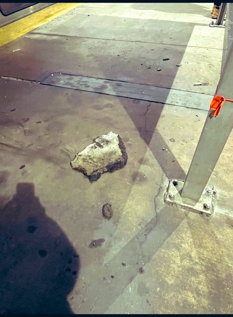 rants_mbta's tweet photo. #mbta @MBTA @WCVB @wbz @BostonDotCom @NBC10Boston @7News reference me but feel free to use my pics of forest hills station concrete chucks #mbtafail @lolMBTA @MBTAbad https://t.co/3ysJjBnbAa