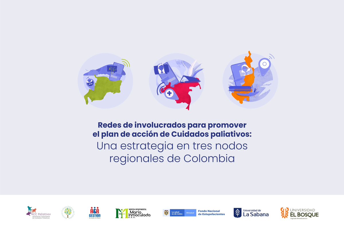 🌕🔵🔴Trabajamos por las regiones de #Colombia.
<a href="/U_ElBosque/">Universidad El Bosque</a> lidera proyecto de Cuidados Paliativos para el #Pacifico #Orinoquia y #Amazonia. Un trabajo de <a href="/EnfermeriaUEB/">Facultad de Enfermería UEB</a> <a href="/FaCyCElBosque/">FaCyC El Bosque</a> <a href="/MedicinaSabana/">Facultad de Medicina Unisabana</a> <a href="/accpaliativos/">accpaliativos</a> <a href="/AAsocupac/">ASOCUPAC- Asociación Cuidados Paliativos Colombia</a> <a href="/MinSaludCol/">MinSalud Colombia 🇨🇴</a> financiado por <a href="/MincienciasCo/">MinCiencias Colombia</a> 🇨🇴🇨🇴🇨🇴