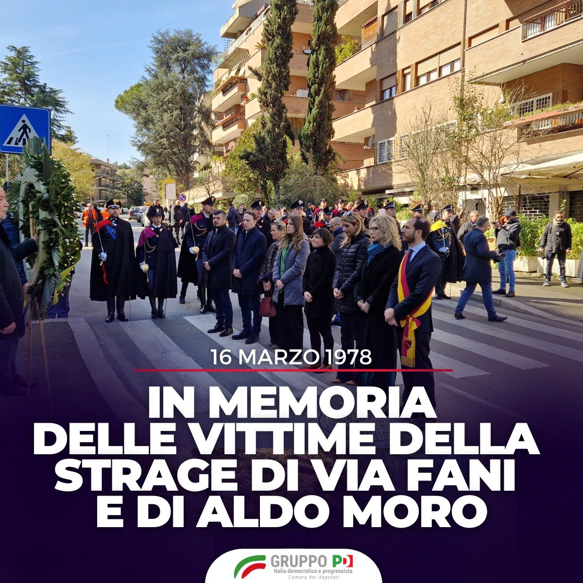 Il #16Marzo del 1978 le Brigate Rosse sequestrano #AldoMoro e uccidono la scorta: Oreste Leonardi, Domenico Ricci, Francesco Zizzi, Giulio Rivera, Raffaele Iozzino. Oggi siamo in #ViaFani per commemorare la loro perdita e non dimenticare il loro sacrificio.
#deputatipd