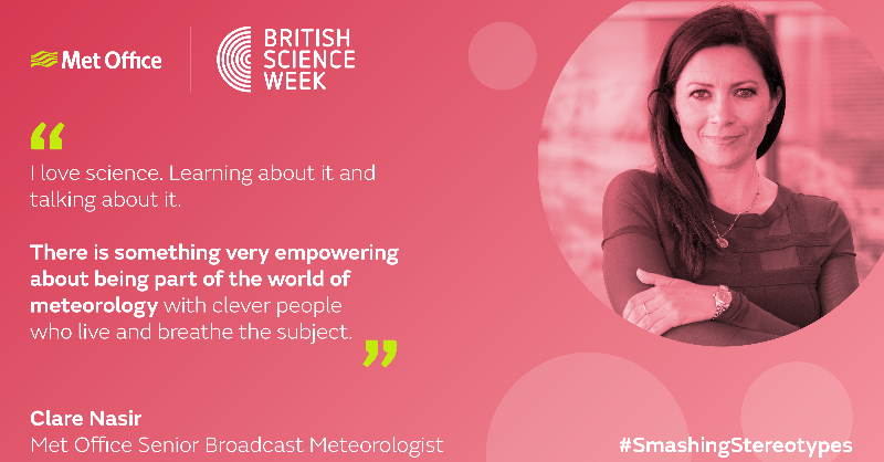 MetOffice_Sci's tweet photo. Clare Nasir works at the @metoffice as a Senior Broadcast Meteorologist, content producer &amp; presenter. In this blog, she discusses her career to date &amp; why she loves working in science. 
 
#BritishScienceWeek #SmashingStereotypes #BSW2023 @ScienceWeekUK 

Read it here ⤵️