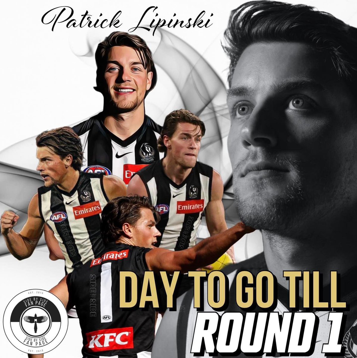 sidebysidefp's tweet photo. ‼️ 1️⃣ 𝗗𝗔𝗬 𝗧𝗢 𝗚𝗢 𝗧𝗜𝗟𝗟 𝗥𝗢𝗨𝗡𝗗 𝟭 ‼️

1 Day to go till our Round 1 clash against Geelong. 

@CollingwoodFC @patlipinski @flybags4 https://t.co/BuRuJw8p1O