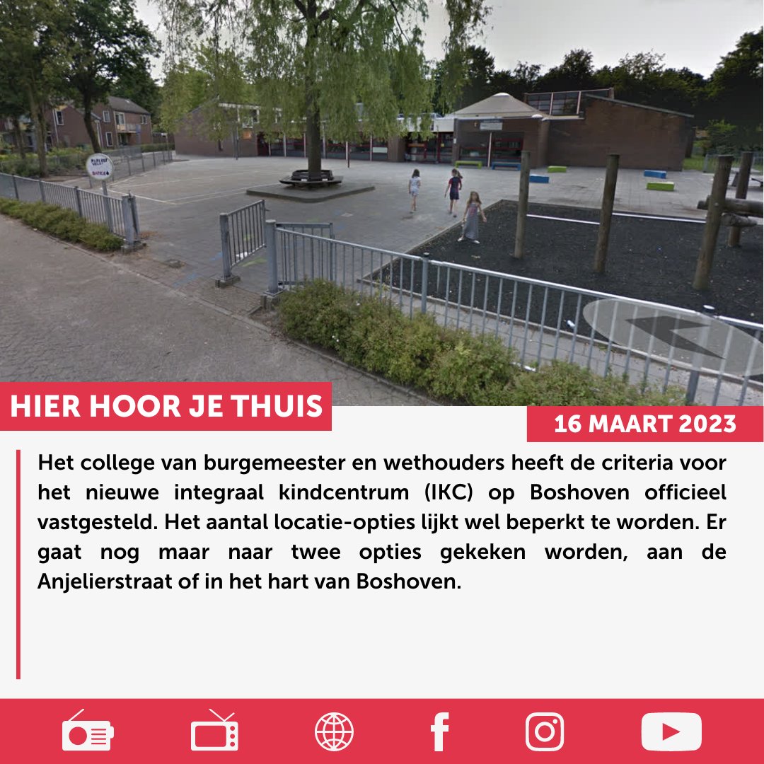 Criteria nieuw IKC Boshoven nu officieel vastgesteld. Aantal locatie-opties lijkt wel beperkt te worden.

Lees het gehele artikel via WeertFM.nl