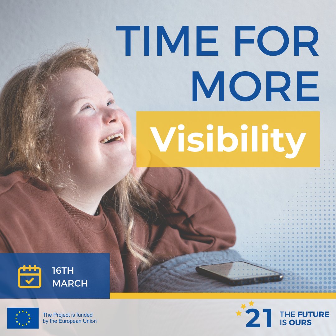 EUforTrisomy21's tweet photo. "Join us today at 6pm CET for #TimeForMoreVisibility event in celebration of #WorldDownSyndromeDay! 🎉 We'll be discussing the importance of visibility for people with #DownSyndrome. Don't miss out 😍 https://t.co/8vTxG6x3pN