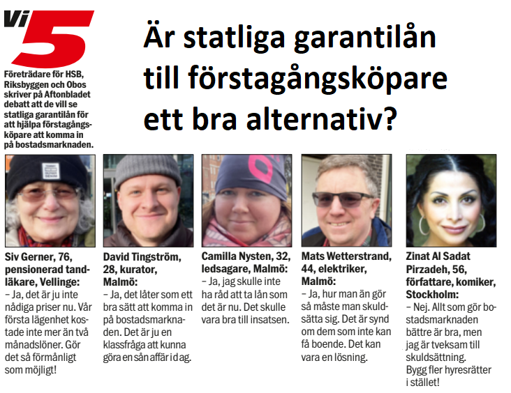 Aftonbladet frågade fem på stan om startlån. Här är deras åsikter.

Läs gärna även vår debattartikel om startlån. https://t.co/Y780HWgAWu https://t.co/U3VUDAAlyZ