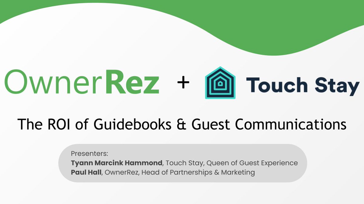 ⏱️ Today's the day! Set your reminder for our webinar at 5pm (UK) with <a href="/tyannmarcink/">Tyann Marcink | 👑 Queen of Guest Experience</a> &amp; <a href="/OwnerRez/">OwnerRez</a> Paul Hall. 

💡 Get insights on planning your guest comms, turning questions into opportunities &amp; more.

Save your spot bit.ly/3T5cEOo #shorttermrental