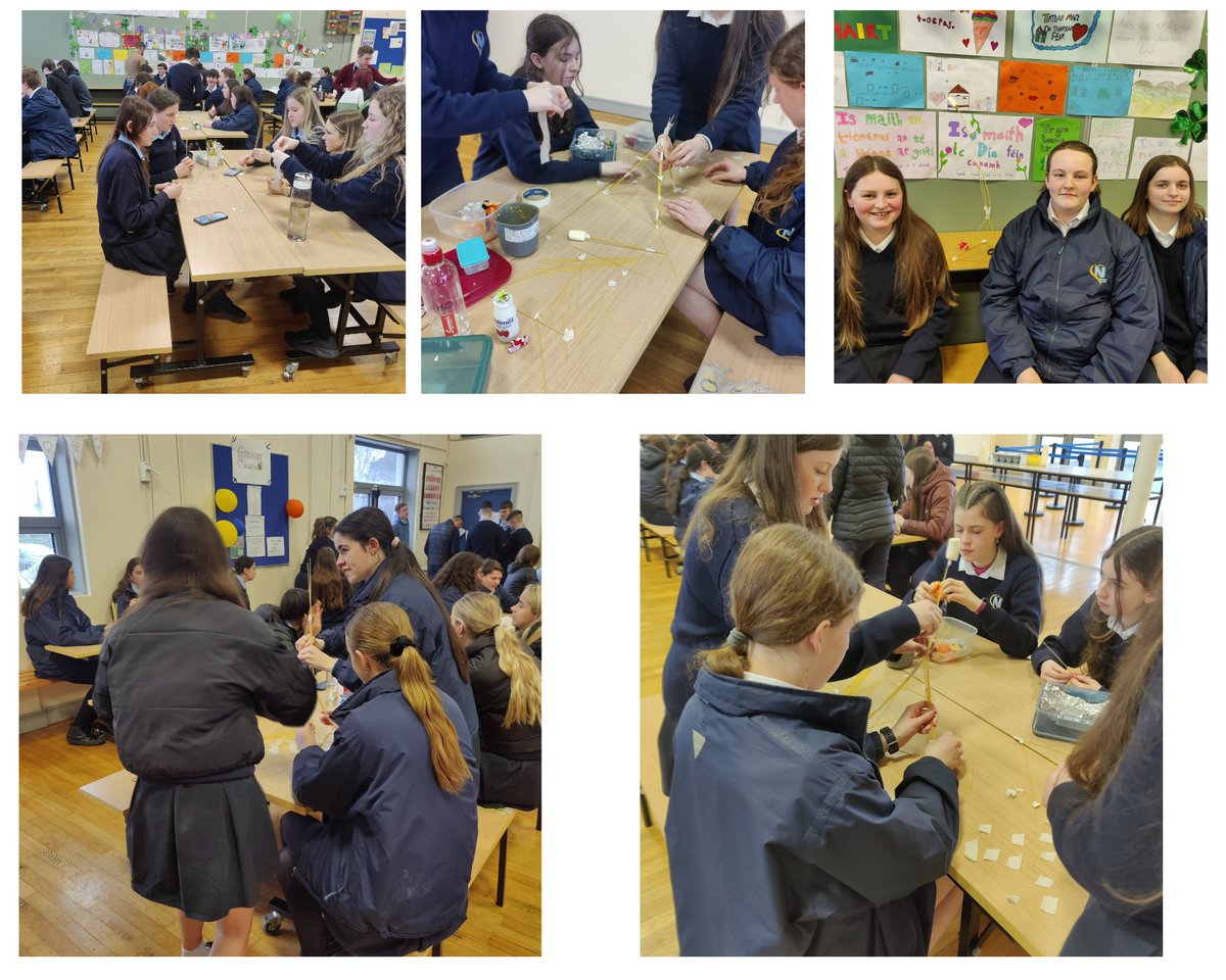 NenaghCollege's tweet image. As part of our Technology week students took part in an engineering challenge.  Students were asked to construct a free standing structure that was strong enough to support a marshmallow at its tallest point. 
Congrats to our winners whose tower was 907mm tall!
#technologyweek