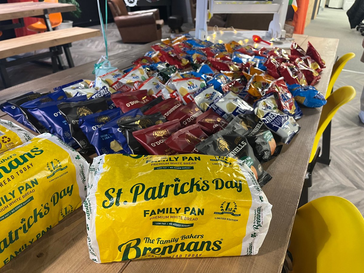TTMGroup's tweet photo. At TTM Healthcare Solutions, we are lucky to have a fantastic Sports & Social committee, who organise fun events throughout the year. Yesterday, they treated our #ttmTribe to a Saint Patrick's Day celebration ☘️
You can't beat a classic tayto sandwich!
#StPatricksDay #TTM https://t.co/Lf5mvjqHvT