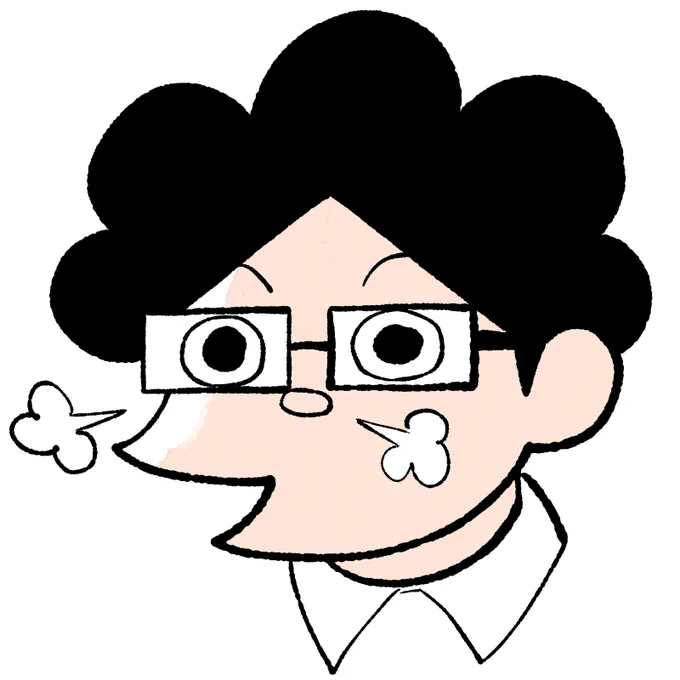 #まんが道 読むと自画像をこう描きたくなりがち。 