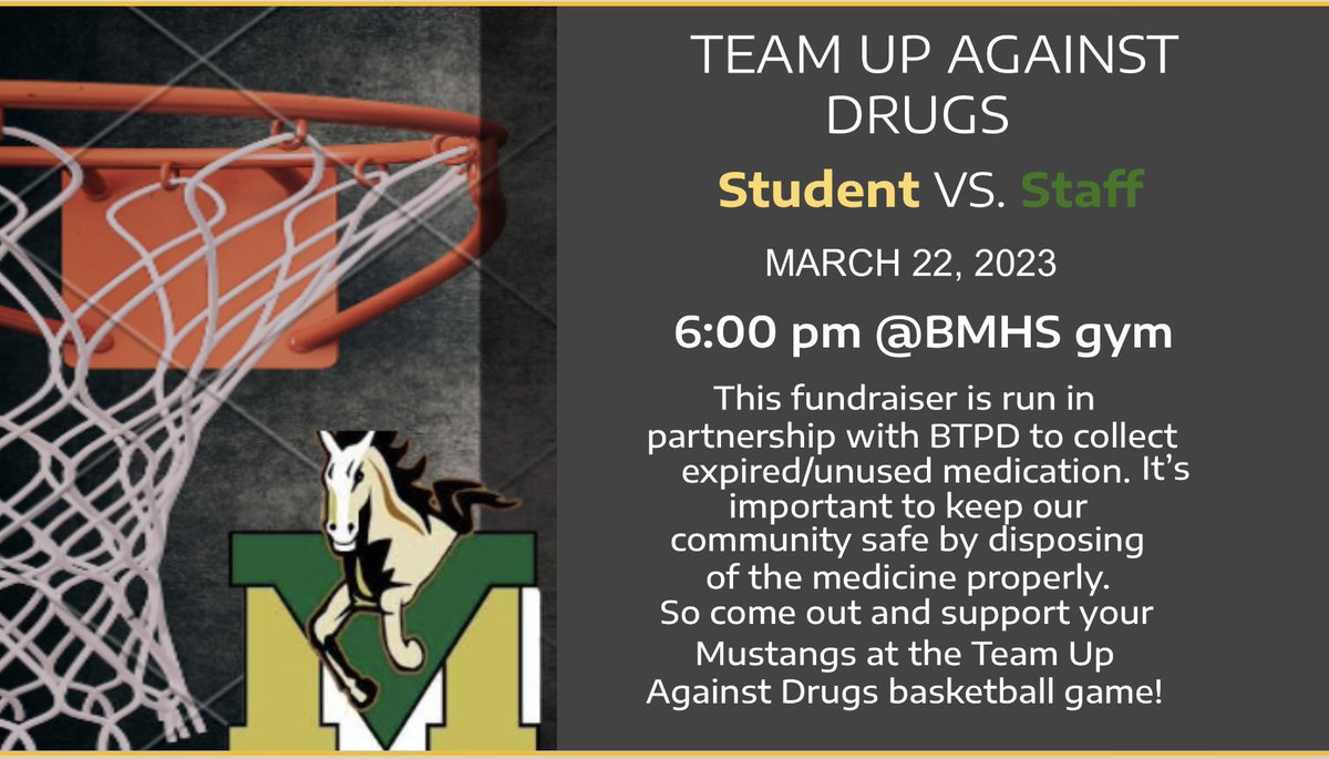 vmmsLEADandSeed's tweet photo. Less than a week away from the 5th annual Team Up Against Drugs event! Help keep our community safe and dispose of your unused/expired meds w/ BTPD! https://t.co/lyqiKDBWjc