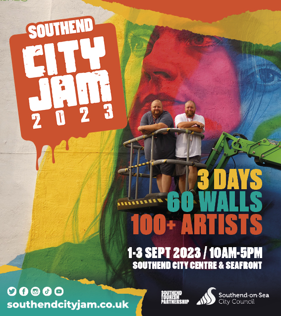 🎉SOUTHEND CITY JAM IS BACK!🎉
Due to the overwhelming success of last year’s first festival, which saw over a hundred local, national, and international artists take part, Southend City Jam is set to return from Friday 1 – Sunday 3 September 2023.