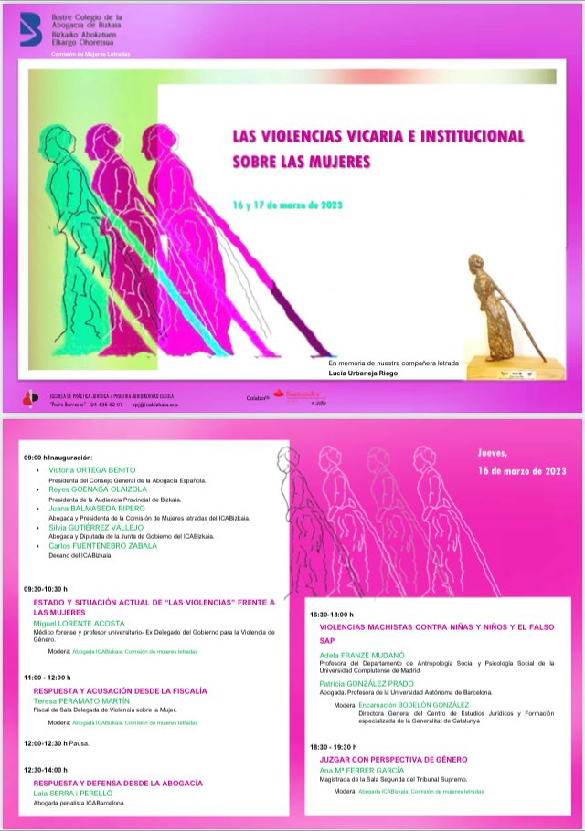 patogprado's tweet photo. Ya empezaron las jornadas sobre violencias vicaria e institucional sobre las mujeres, Ilustre Colegio de la abogacía de Bizkaia ⁦@Laia_Serra_⁩ ⁦@GrupAntigona⁩ https://t.co/UHtAnuNkUZ