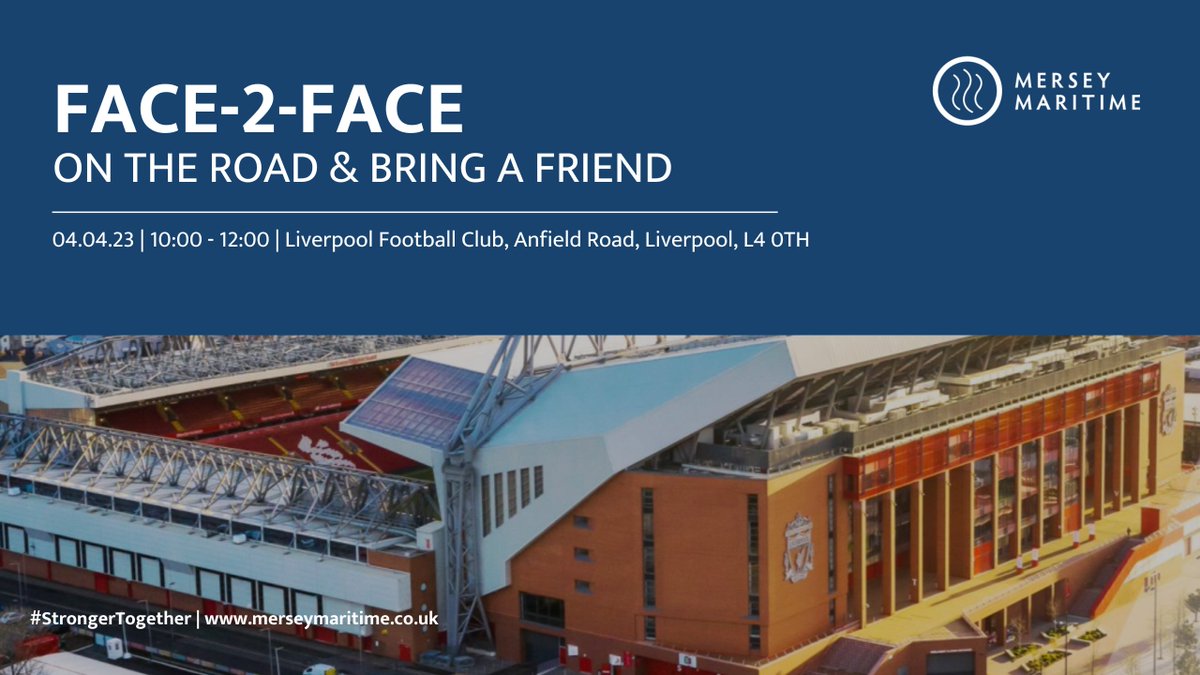 For our Face-2-Face we will be on the road at @LFC! Companies on our board will be offering an insight into their business including @BibbyMarine, @CruiseLpool and @RoyalNavy. We encourage you to bring an industry friend along! hubs.ly/Q01H7RGQ0