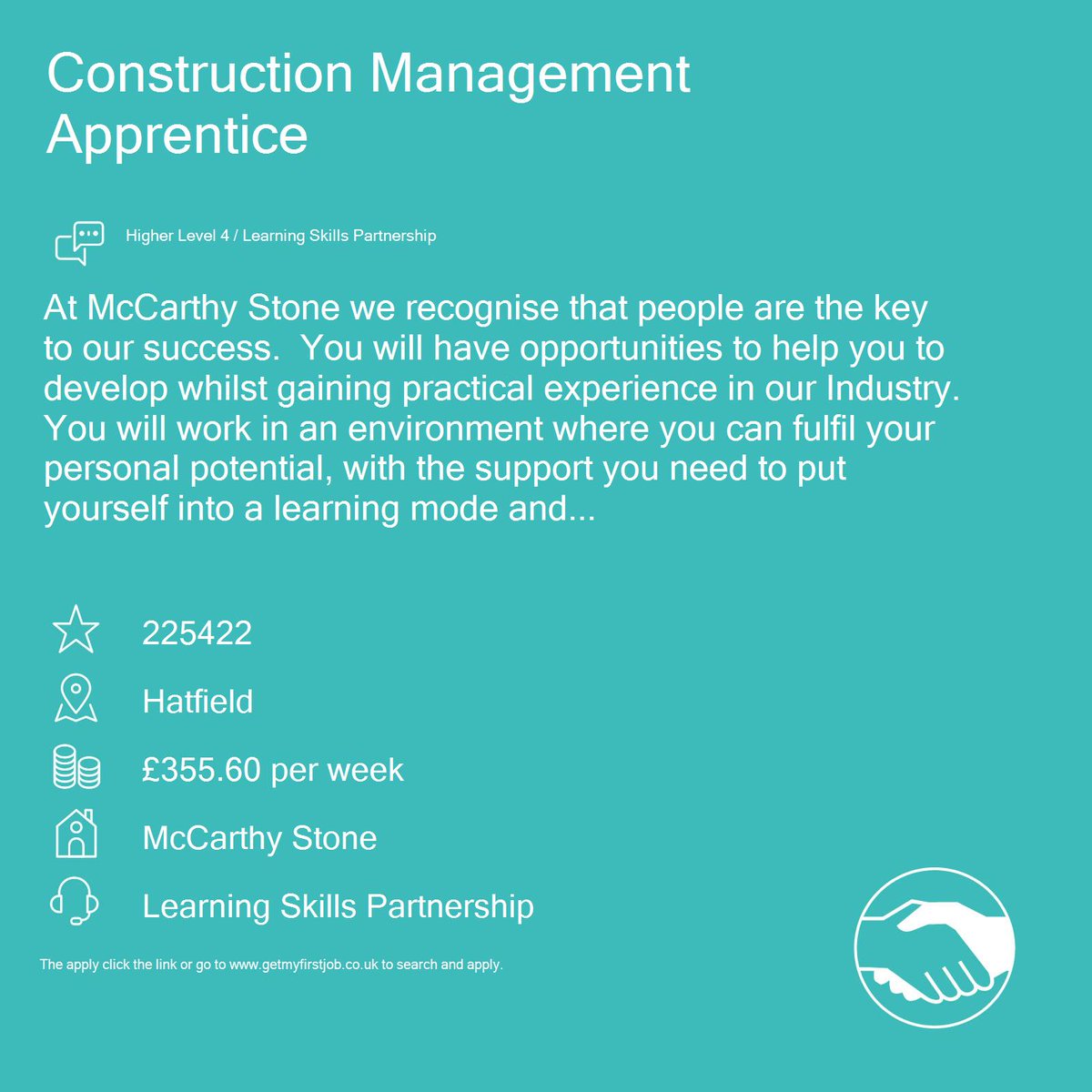 GetMyFirstJob's tweet image. Apply with @LSP_Skills #LearningSkillsPartnership #McCarthyStone for this #apprenticeship as a Construction Management #apprentice in #Hatfield 👉 getmyfirstjob.co.uk/search/details…