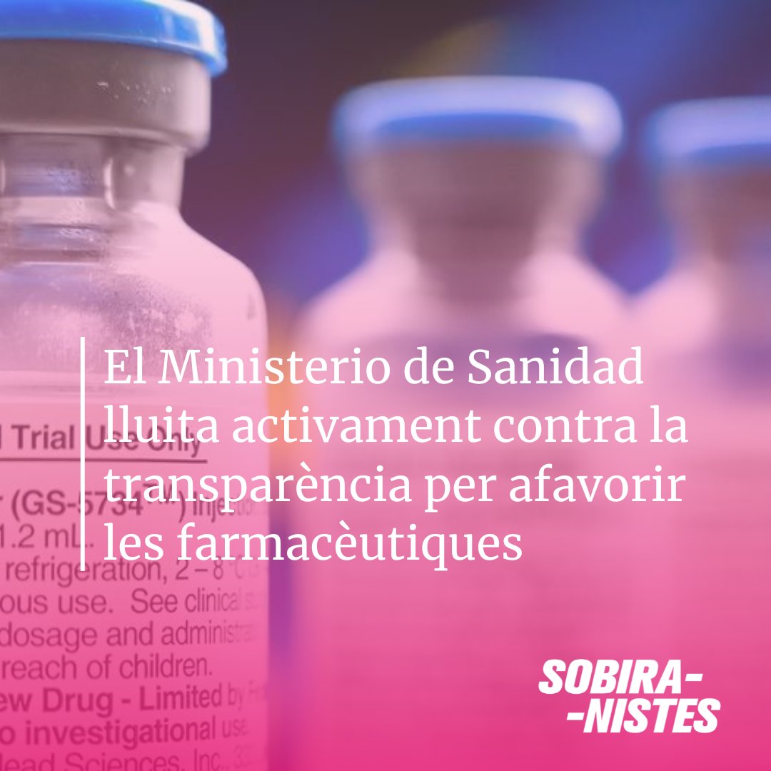 💊Les farmacèutiques continuen jugant amb la salut de la gent, posant preus prohibitius tot i poder estar salvant milers de vides, i ho fan amb l'empara dels governs.

🤦‍♀️És vergonyós que el Ministerio de Sanitat lluiti activament contra la transparència.

eldiario.es/sociedad/sanid…