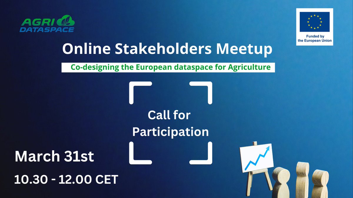 🗣️Call for participation! 🚀Do you have a keen interest in influencing the agricultural #dataspace's future in Europe? 🌐Join us for the AgriDataSpace Stakeholders Meetup on March 31! Register now to secure your spot🔽 bit.ly/3JIyfZP ℹ️Learn more: ...