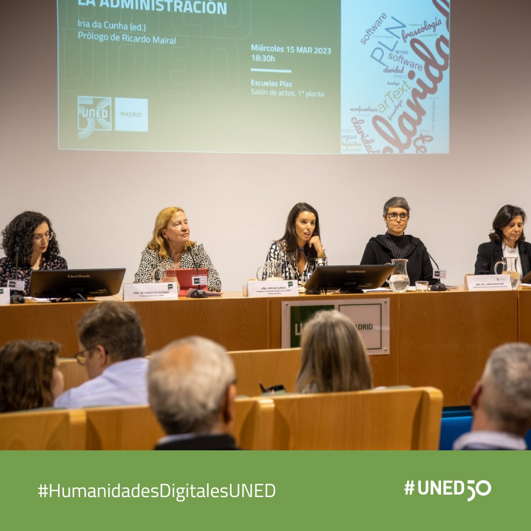 UNED's tweet photo. 🤔 ¿Qué tienen en común los términos 'Lenguaje claro', 'Tecnología' y 'Administración'? 

📖 Puedes descubrirlo en el nuevo libro de nuestra profesora Iria da Cunha, en el que se vinculan estas cuestiones con la Lingüística Computacional.

🔗 https://t.co/aKrhuhbfUb 

#UNED50 https://t.co/5zF0vKnn0k