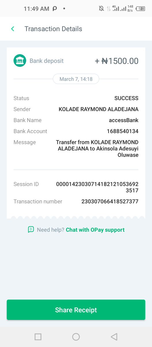 pency001's tweet photo. @OPaySupport @OPaySupport pls I have a pending transaction pls help me look into it. https://t.co/MJXuT7cIwd