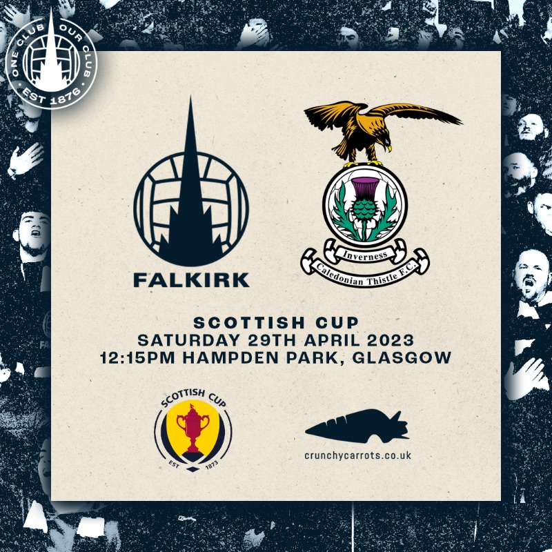 FalkirkFC's tweet photo. 🏆 Our @ScottishCup Semi-Final v Inverness Caledonian Thistle will be taking place on Saturday 29th April, Kick-off 12:15 and will be broadcast live on BBC One &amp; @ViaplaySportsUK.

We can now confirm ticket pricing, which can be found via the link below. 👇