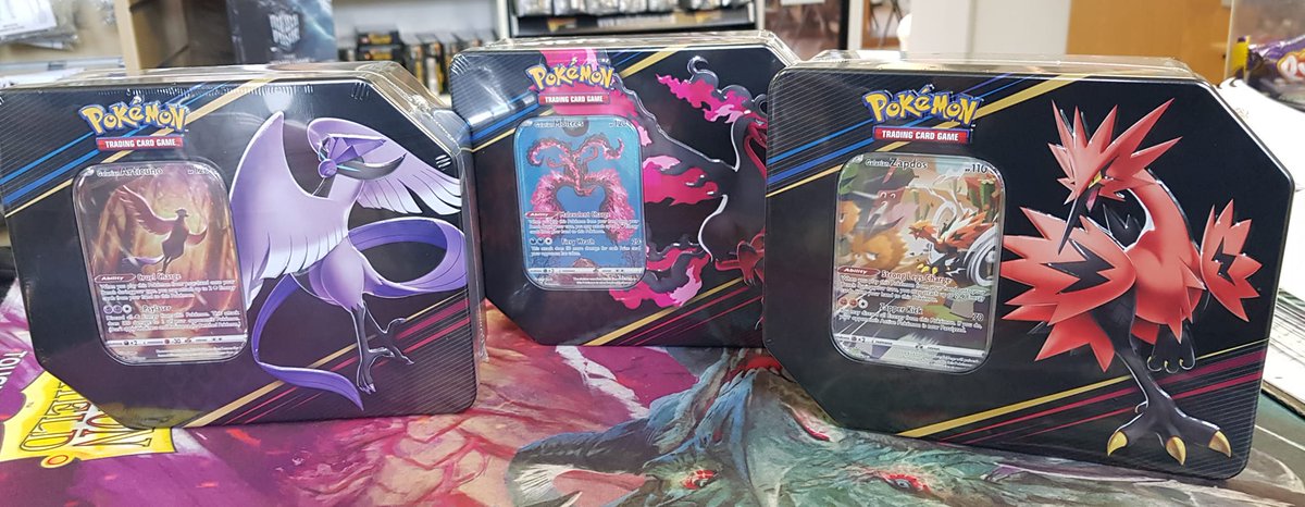 LostArkGames's tweet photo. Available from this Friday at 10am - Pokemon TCG Special Art Crown Zenith tins! A choice of Articuno, Moltres and Zapdos - 2 different box sizes available, one with 5 Crown Zenith booster packs, the other with 4 x Crown Zenith booster packs. #pokemontcgcommunity https://t.co/yhKoz70A7C