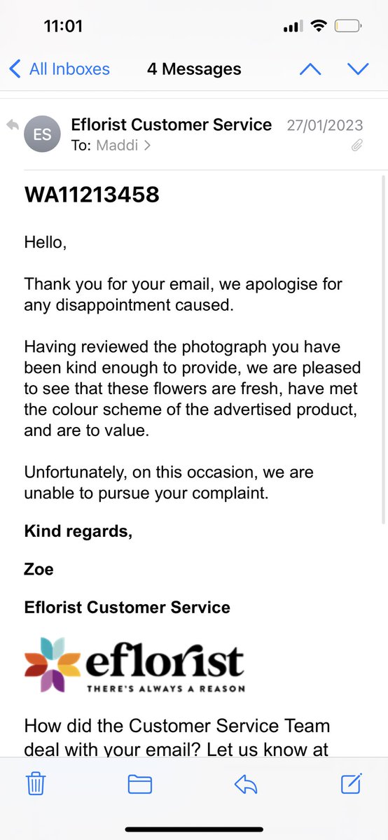 @tanyasweeney @efloristflowers They must have an automated response for complaints!