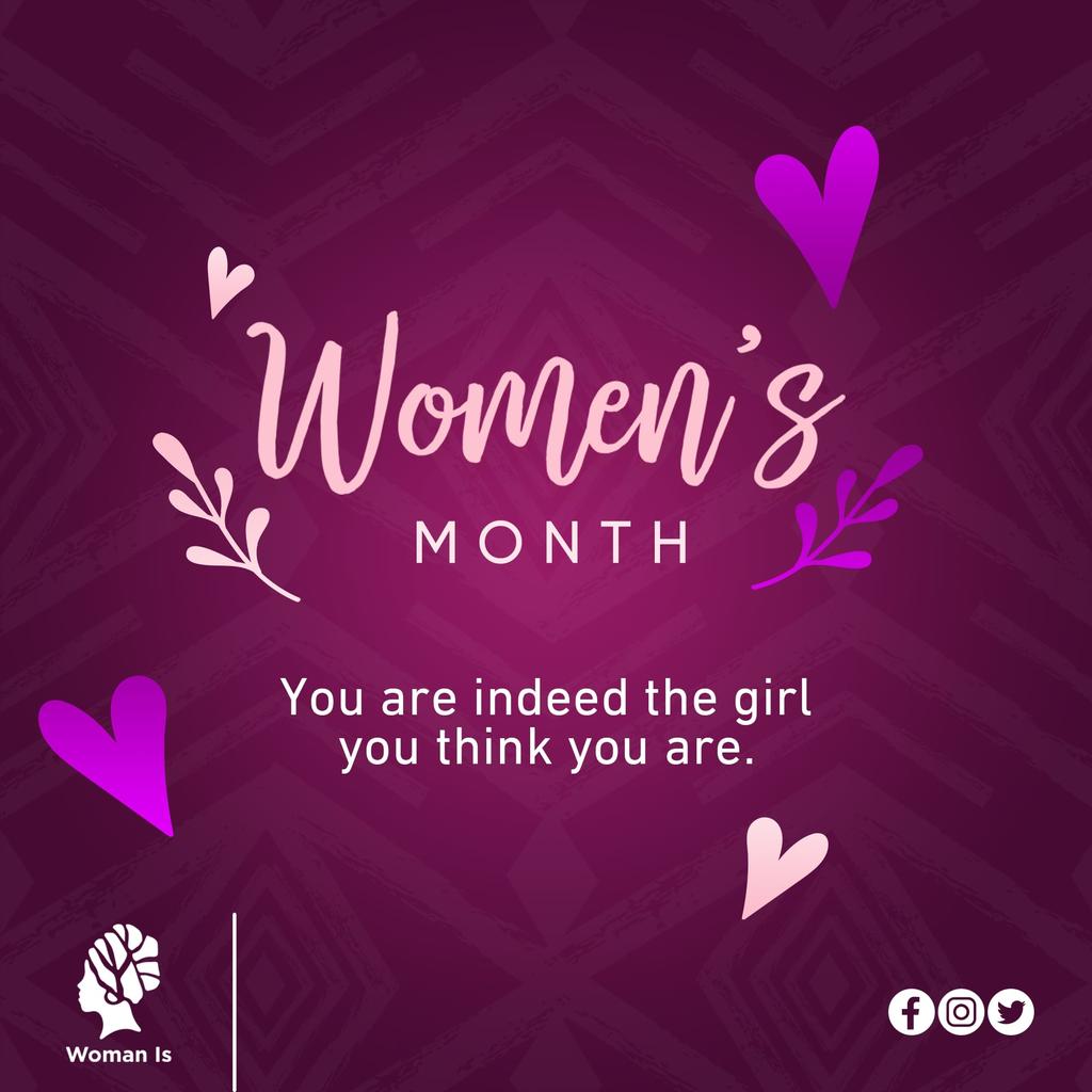 WomanIs_'s tweet photo. In March, we remember all women; those who have gone before us to clear the paths we walk now,us who continue to stamp our wants &amp; identities on a resistant world, &amp; we keep in mind those who will come after.Because we matter, we are indeed the girls we think we are!

#WomanIs... https://t.co/yJiog0T8Uq