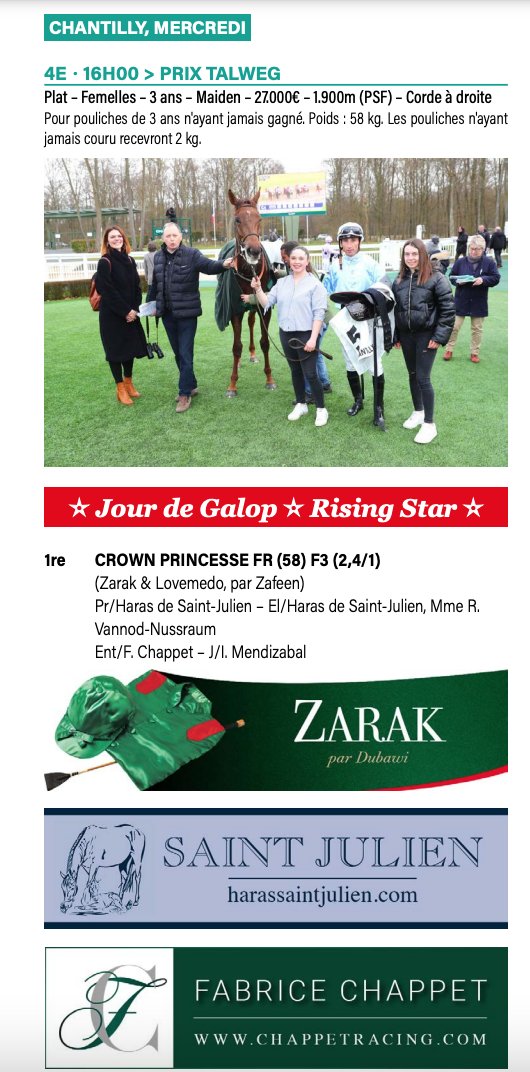 SaintJulienFR's tweet image. 𝙋𝙧𝙚𝙨𝙨 𝙧𝙚𝙫𝙞𝙚𝙬 // @Jour_de_Galop 

Prix Talweg - Maiden 
𝐶𝑟𝑜𝑤𝑛 𝑃𝑟𝑖𝑛𝑐𝑒𝑠𝑠𝑒 𝑟𝑒𝑛𝑓𝑜𝑟𝑐𝑒 𝑙𝑒𝑠 𝑙𝑖𝑔𝑛𝑒𝑠 𝑑𝑒 𝑃𝑒𝑛𝑠𝑒́𝑒 𝑑𝑢 𝐽𝑜𝑢𝑟 

🌟 JDG Rising Star 🌟
#SaintJulien #Homebred #Winner #Crownprincesse