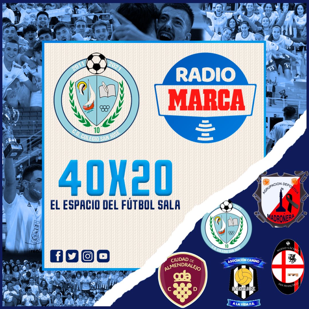 CdcSanJoseFS's tweet photo. 🎙RADIO| 40x20, el espacio del Fútbol Sala

16º programa, Entrevista en @MarcaCaceres a Ayuntamiento Madroñera, @ADMadroneraFS, @FedExFutbol, @CdNuevocc, @AscVida, @f_balompie, @CdcSanJoseFS.

🔊: 1ª https://t.co/ZagYgmZKCE y 2ª https://t.co/ptxjcp4YtC

#ConéctateConElFútbolSala https://t.co/RF0hlTcvC2