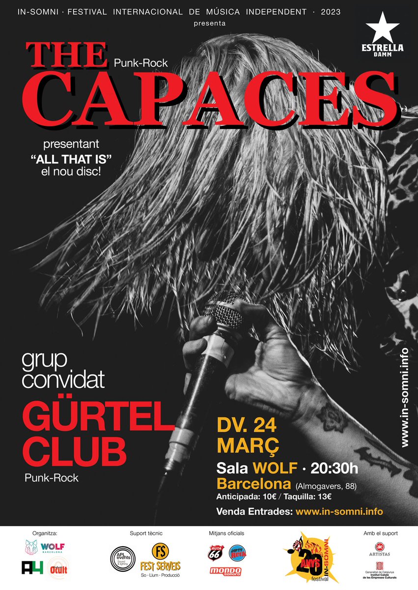 InSomniFestival's tweet photo. La gira de #TheCapaces se acerca 💣 Marzo; 24 en@Wolflivebcn i el 31 en @MojoClub Tgna 🔥🎸🤘 En ella les acompañan #GürtelClub @TheFox196 #TheJodes y + grupos anunciados en breve! 😉🎶✊ No te lo pierdas! Entradas: https://t.co/L0INgIfy6E
@Dirty_Rock @JorgeRuta66 @mondo_sonoro https://t.co/g3yjWzfQgc
