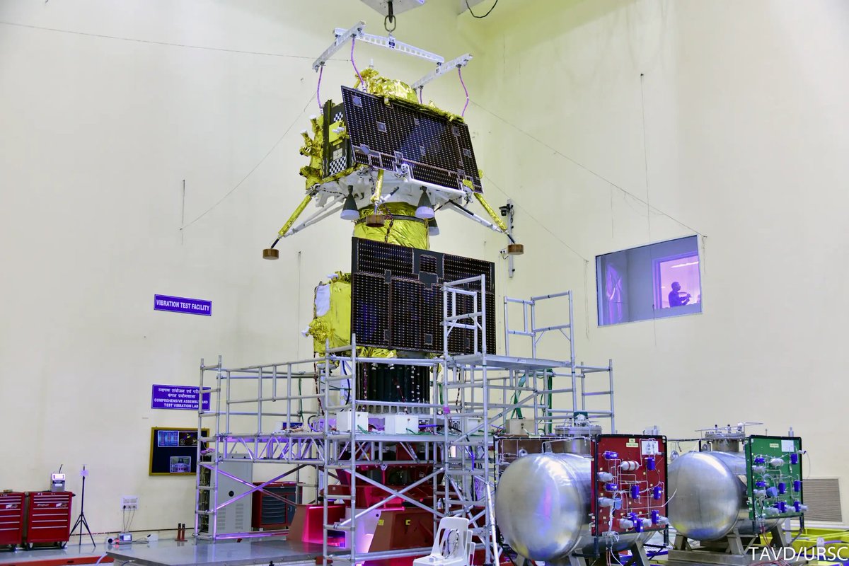 Madrassan_Pinky's tweet image. In yet another milestone, Chandrayaan-3 spacecraft successfully completed the essential tests that validated its capability to withstand the harsh vibration and acoustic environment that the spacecraft would face during its launch. @isro #chandrayaan3 #CY3