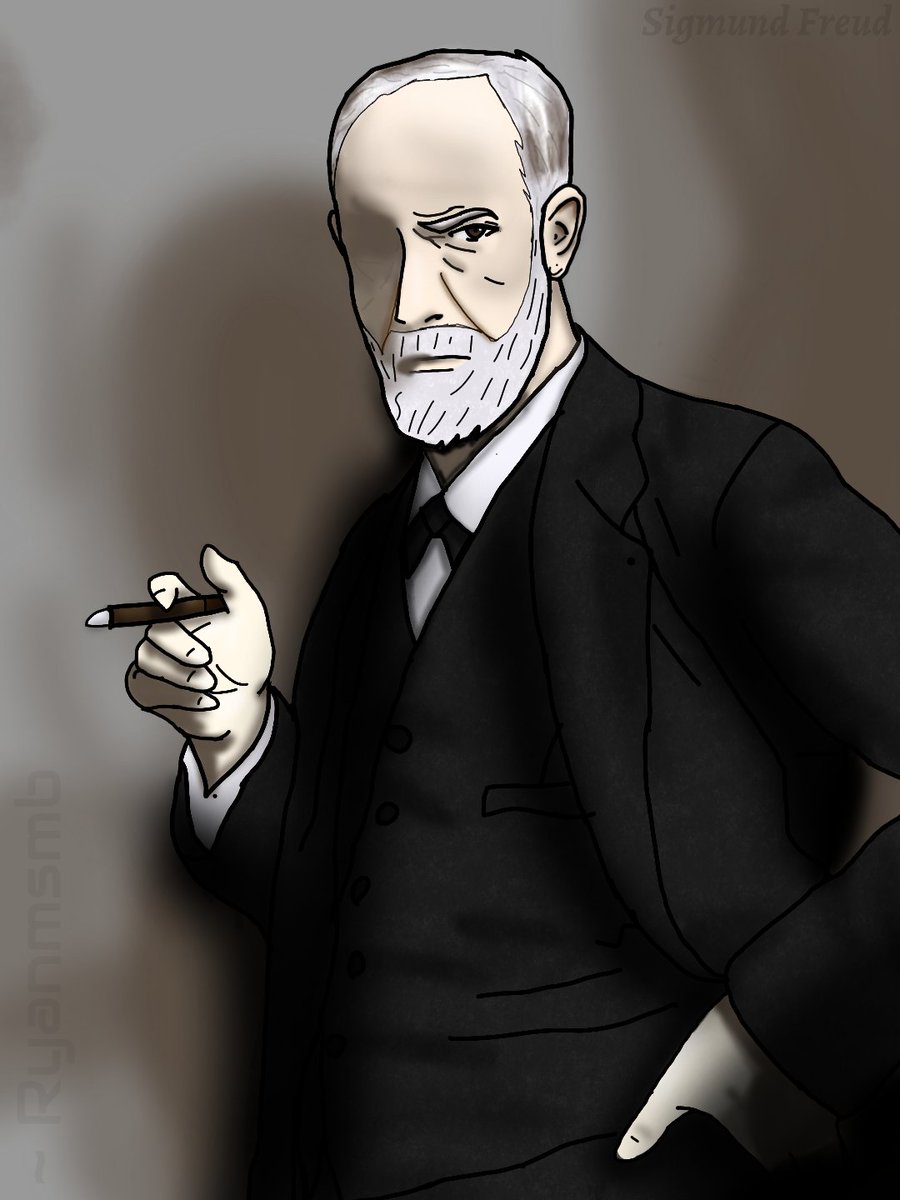 Eu fiz esse desenho de Sigmund Freud em Agosto de 2022. Pedi ajuda pra um amigo pra ensinar como seria bom fazer a linearts, e ele deu algumas aulas de desenho pra mim, por isso essa já tem um estilo mais diferente. Eu também fiz algumas no papel nesse meio tempo