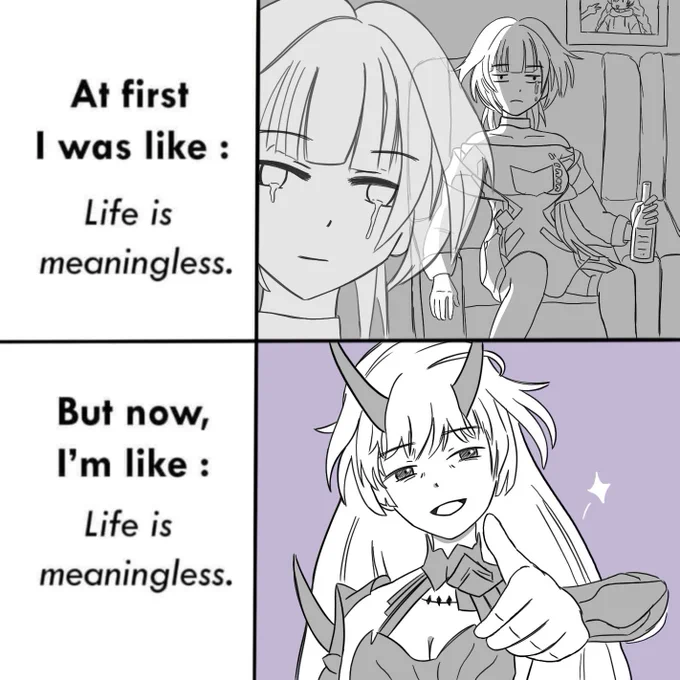When I was in my Honkai copium phase and drew many, many memes 