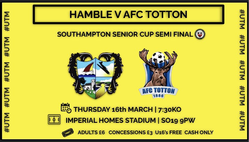 HambleFC's tweet photo. Tonight the Monks are hoping to make it to St Mary’s when we face AFC Totton in the Southampton senior cup semi final at Sholing. It will take a huge effort after having a 1/4 final 2 days earlier. Your support would be greatly appreciated. #UTM https://t.co/kpDJ5GwlNX