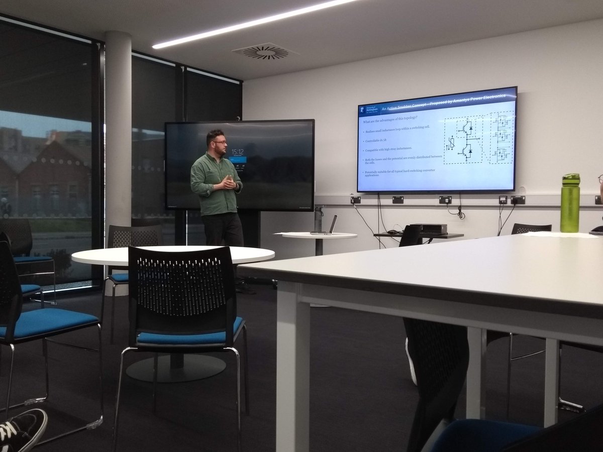 Jordon Dobson, a student on the <a href="/SEPCDT/">SEP CDT</a>, gave a presentation to the PEMC Group yesterday, about his research into active snubber concept. Excellent experience and very informative, thanks Jordon!
