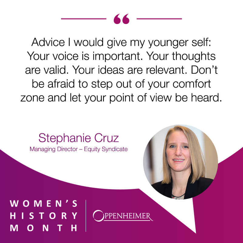As Women’s History Month continues, Managing Director – Equity Syndicate, Stephanie Cruz, shares with us important advice that she’d give to her younger self. 

#WomensHistoryMonth #EmbraceEquity