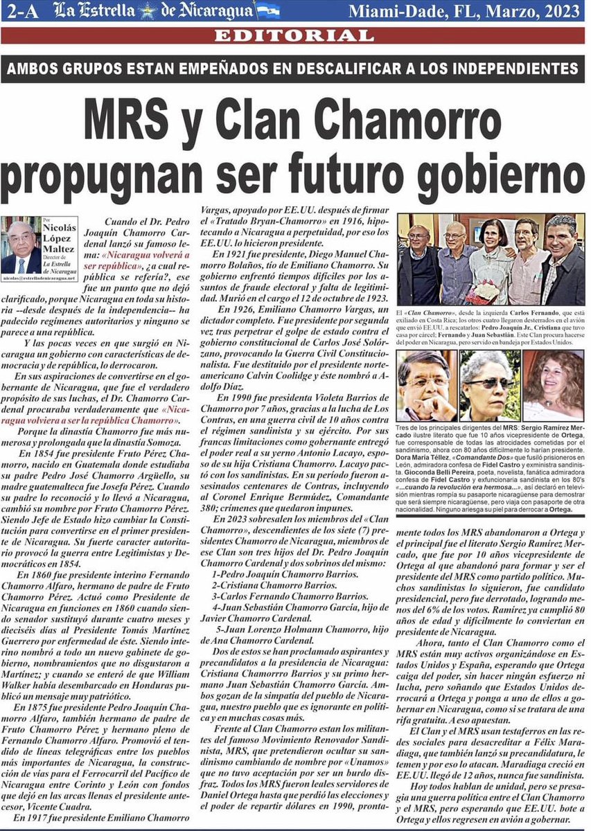 AidaCarrion1's tweet photo. 🚨🚨🚨Les comparto el interesante articulo del periódico “La Estrella de Nicaragua en Miami” descargar desde este enlace el pdf:
https://t.co/4a9rk1bffd
#NoAgenda2030Nicaragua #NoMasPactos #NoMasImpunidad #Justicia #Libertad #Democracia https://t.co/1N1ojYM1SO