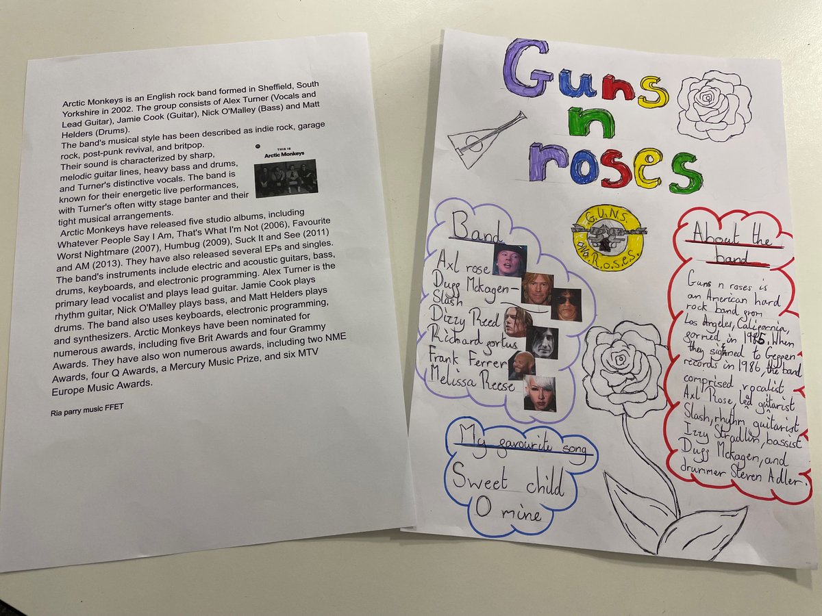 EPCollege_Music's tweet photo. Two responses to the FFET challenge in Music this LP from two year 7 pupils, Sophie Spencer and Ria Parry, on their favourite bands. @TheEPCollege @FFETAwards https://t.co/1g5yewLtJu