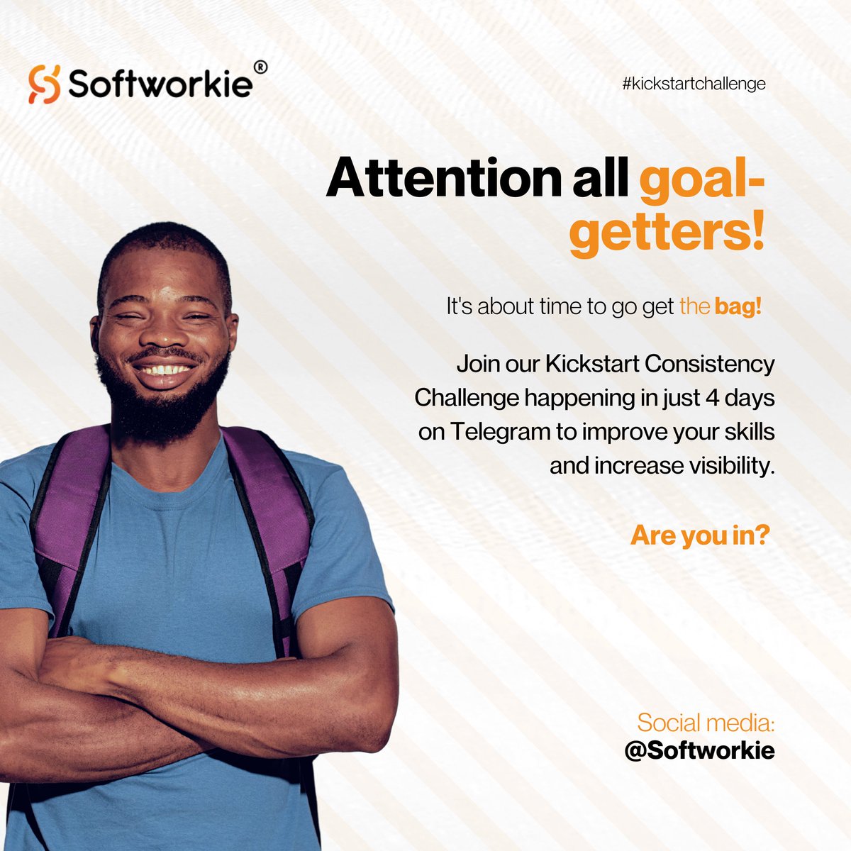 Softworkie's tweet photo. Ready to kickstart your goals and go after the bag? 🎯💰 Join our Kickstart Consistency Challenge on Telegram starting in just 4 days! Don't miss out! 
Click here to join: https://t.co/J9R8sq7QDU

#softworkie #freelancersinnigeria #freelancingtips #freelancinginnigeria https://t.co/UrgDhytgYQ