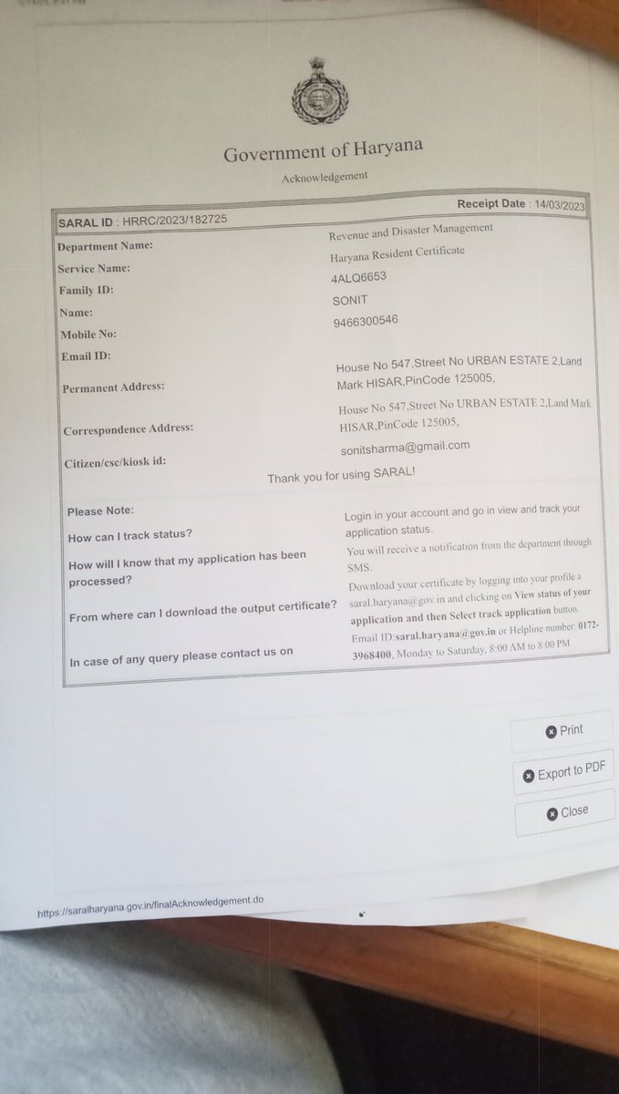 sonit30's tweet photo. @mlkhattar R/SIR I APPLIED FOR HARYANA DOMICILE CERTIFICATE ON SARAL HARYANA WEBSITE THROUGH APPLICATION REFERENCE NO. - HRRC/2023/182725 ON 14-3-23 BUTNO ACTION HAS BEEN TAKEN ON MY APPLICATION AND ALSO THE HELPLINE NO. 0172-3968400 IS OUT OF SERVICE. 
ADVOCATE SONIT
9466300546 https://t.co/wIeZlsj0xS