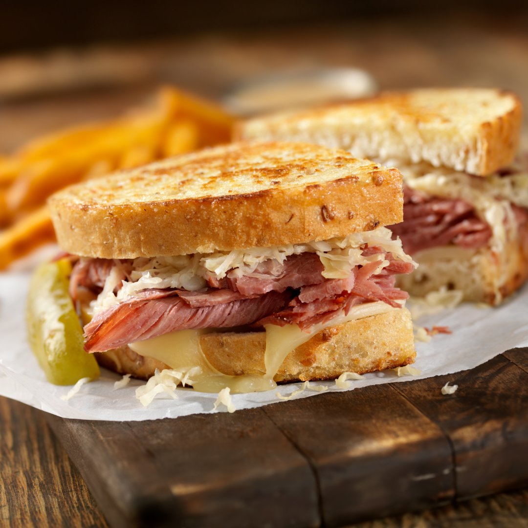 OrlandoBaking's tweet photo. 🍀 Reuben Sandwiches are a must for St. Patrick's Day! Our Deli Rye is the perfect bread to have with this sandwich! 

🧀 You'll love the taste of the Deli Rye, and making a Reuben is simple! You'll just need swiss cheese, corned beef, sauerkraut, and Thousand Island dressing. https://t.co/4gXCEhOJoV