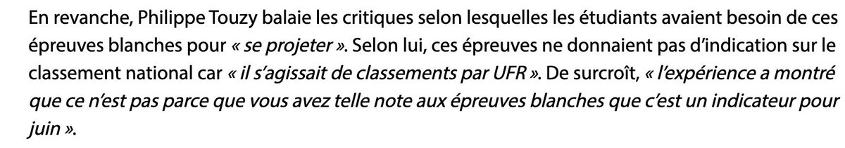 #CNG dans le <a href="/leQdM/">Le Quotidien du Médecin</a> 

C’est archi faux et c’est nous prendre pour des demeurés 🤡
A l’issue des ECN test/p, il a TOUJOURS été fait un classement national, même quand c’était le CNG qui gérait !
Ça fait parti de la contrepartie attendue par les étudiants pour participer en nombre.