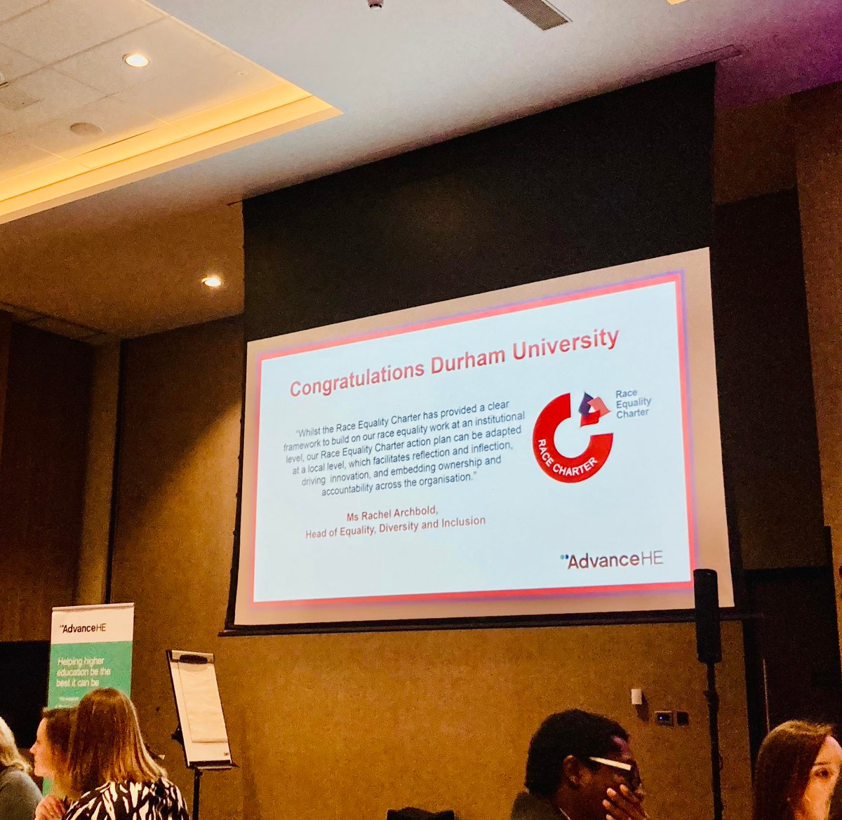 DUEDI7's tweet photo. Grateful for the opportunity to network with HE colleagues, learn more about sector-leading EDI practices, and to share our insights on @durham_uni's Race Equality Charter journey at the @AdvanceHE conference💙 #EDIConf23 https://t.co/6oNZ60fKY0