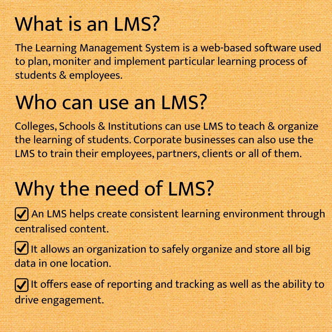 What is an LMS 💾 ? 
The Learning Management System (LMS) is a web-based software used 
to plan, monitor and implement particular learning process of 
students & employees.

#cyborgerp #erp #software #business #LMSsoftware #technology #crm #sap #o #erpsystem #erpsolutions