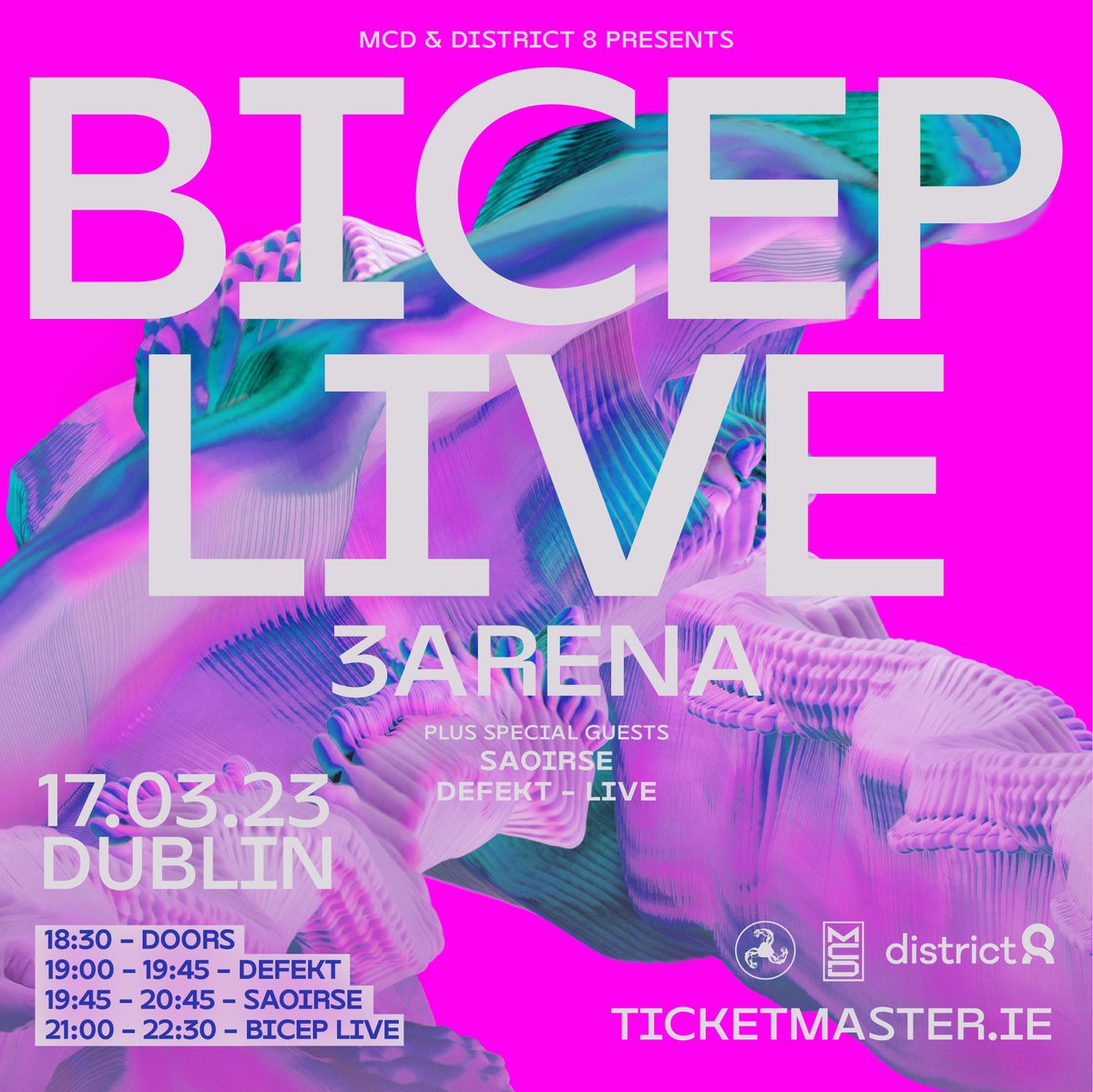 Tomorrow night☘️ 
19:00 - 19:45 | <a href="/_DeFeKT/">DeFeKT</a> 
19:45 - 20:45 | Saoirse
21:00 - 22:30 | <a href="/feelmybicep/">B I C E P</a> 
<a href="/3ArenaDublin/">3Arena</a> | <a href="/District8Dublin/">District8 Dublin</a> 
Over 18's | ID Required