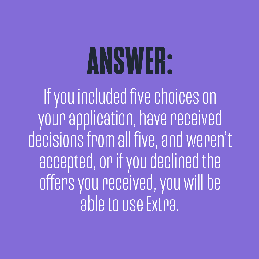 UCAS Extra gives you another opportunity to apply to uni if you're not currently holding any offers. 

If you have any questions about how UCAS Extra works or replying to offers, drop them in the comments and we'll get them answered! 🙋‍♂️

bit.ly/2tC5R4h