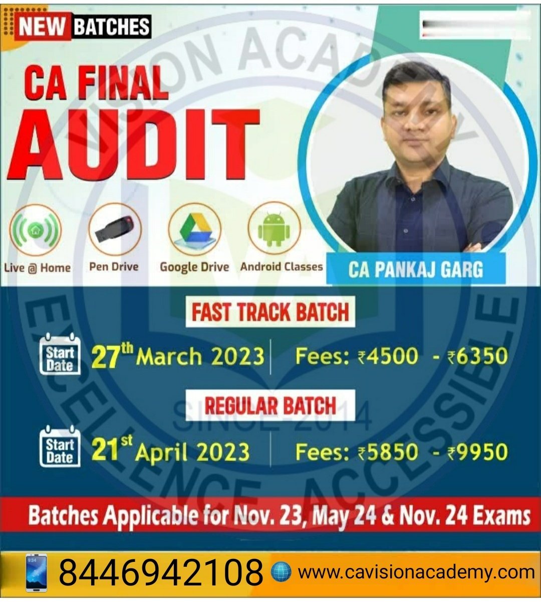 cavisionacademy's tweet image. #CAFinalAudit #Videolectures #Regularlive #Fastracklive #CACSCMAPankajGarg #bestprice
BUY NOW GET FREE FAST DELIVERY 👇
🌐 CAVISIONACADEMY.COM
ANY QUERIES CONTACT
📱8446 942 108