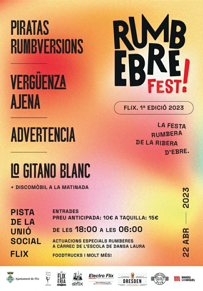 DresdenFlix's tweet photo. Ja tenim lo cartell del primer RumbEbre Fest! Guardeu-vos lo dia i aneu calentant mans i peus,  " se vienen palmas"! 
@logitanoblanc 
@verguenzaajenaa
@hora_ramunet https://t.co/BwRc7xk017